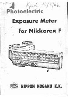 Nikon Exposure Meters - misc manual. Camera Instructions.